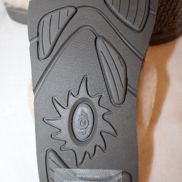 NEW UGG COZY KNIT SHEARLING SWEATER SLIPPERS GRAY - Picture 5 of 12